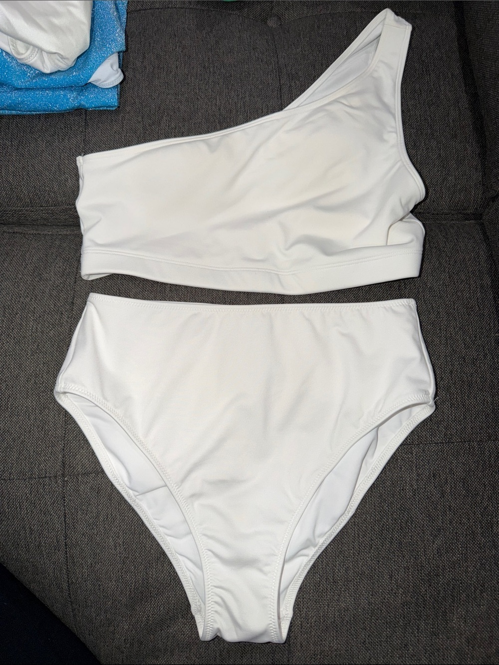 White One-Shoulder High-Waist Bikini Set